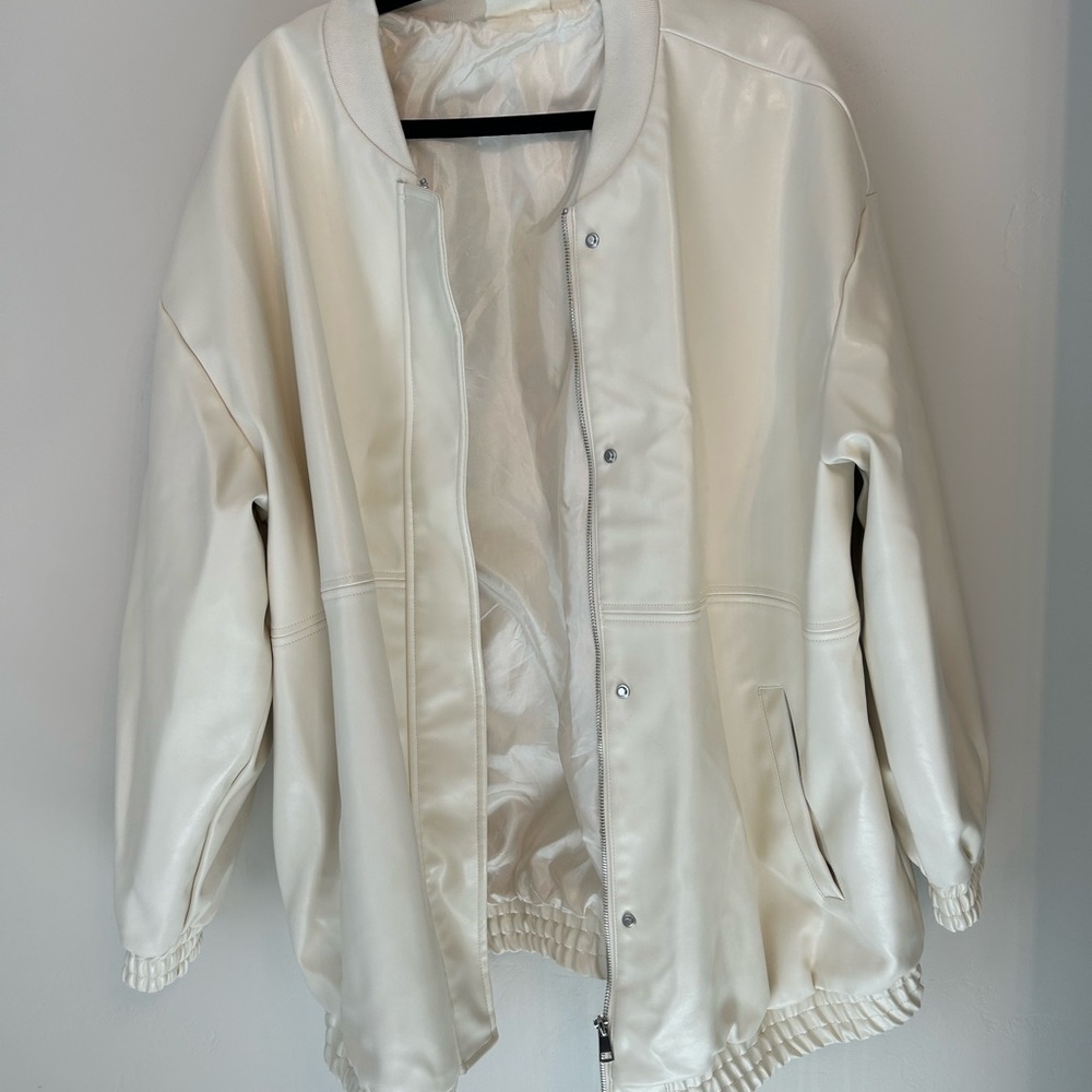 Anthropologie Ivory Bomber Jacket